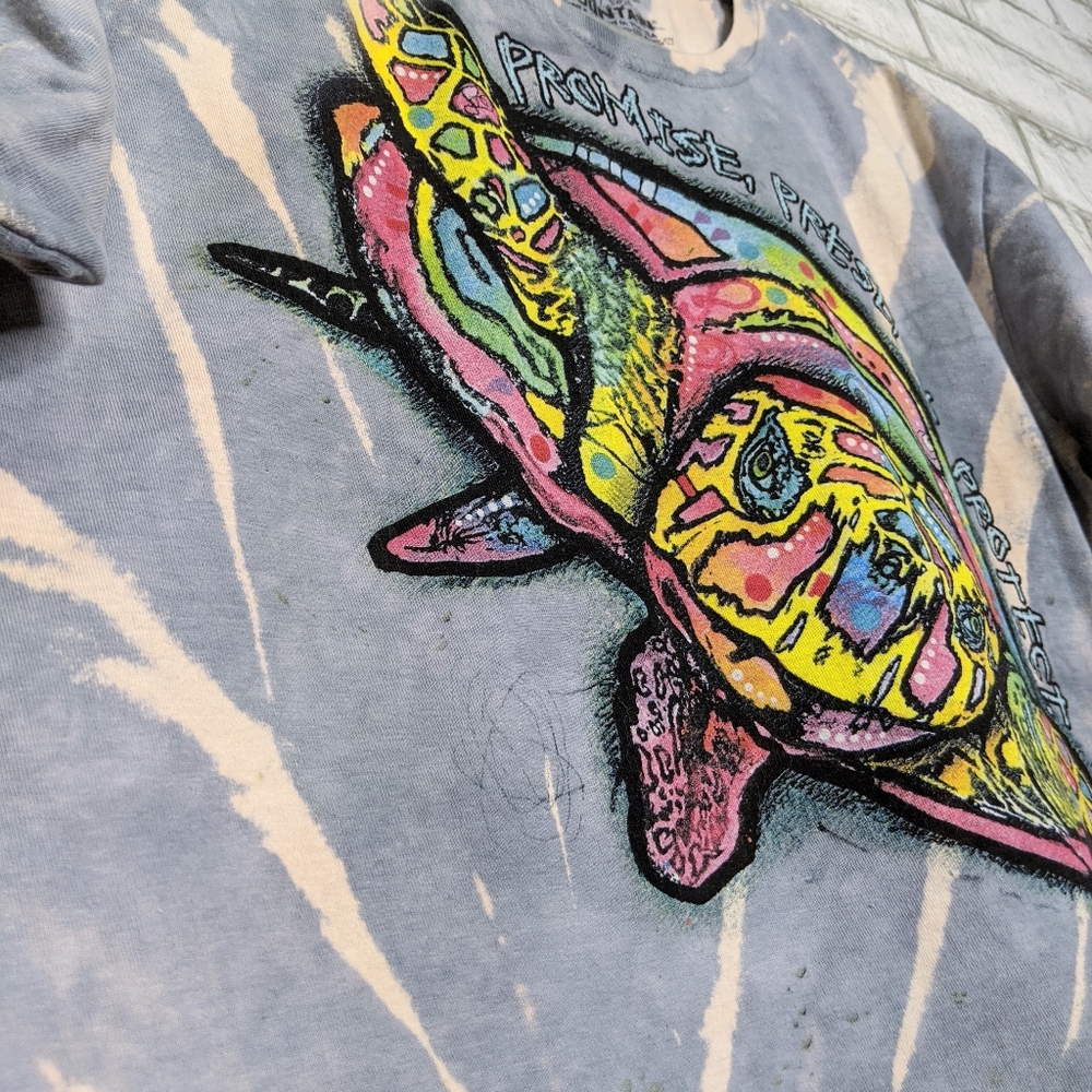Turtle Animal Sea Ocean Bleach Tie Dye T-shirt - Picture 5 of 5